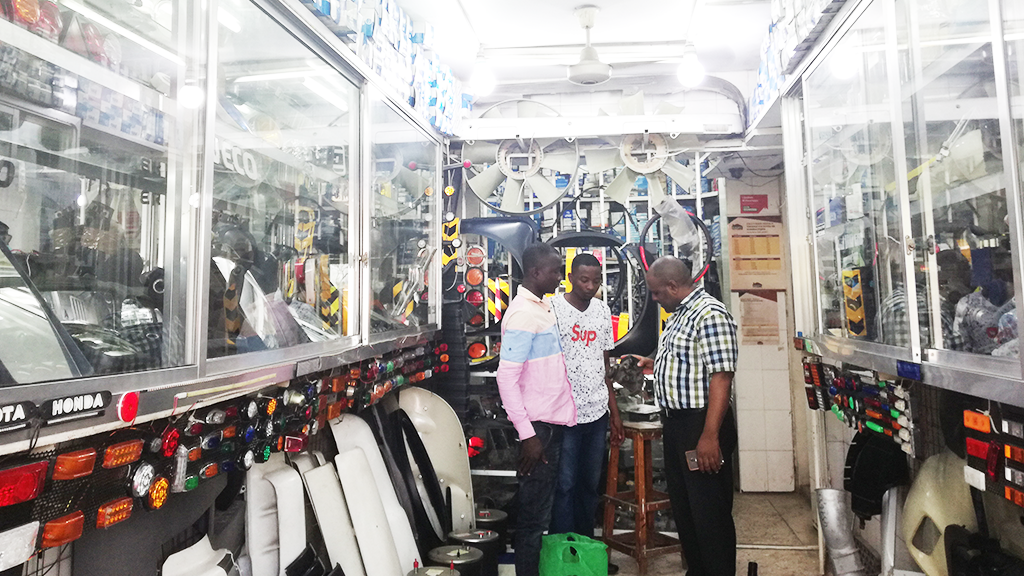 The interior of Abu's spare part shop in Dar Es Salaam