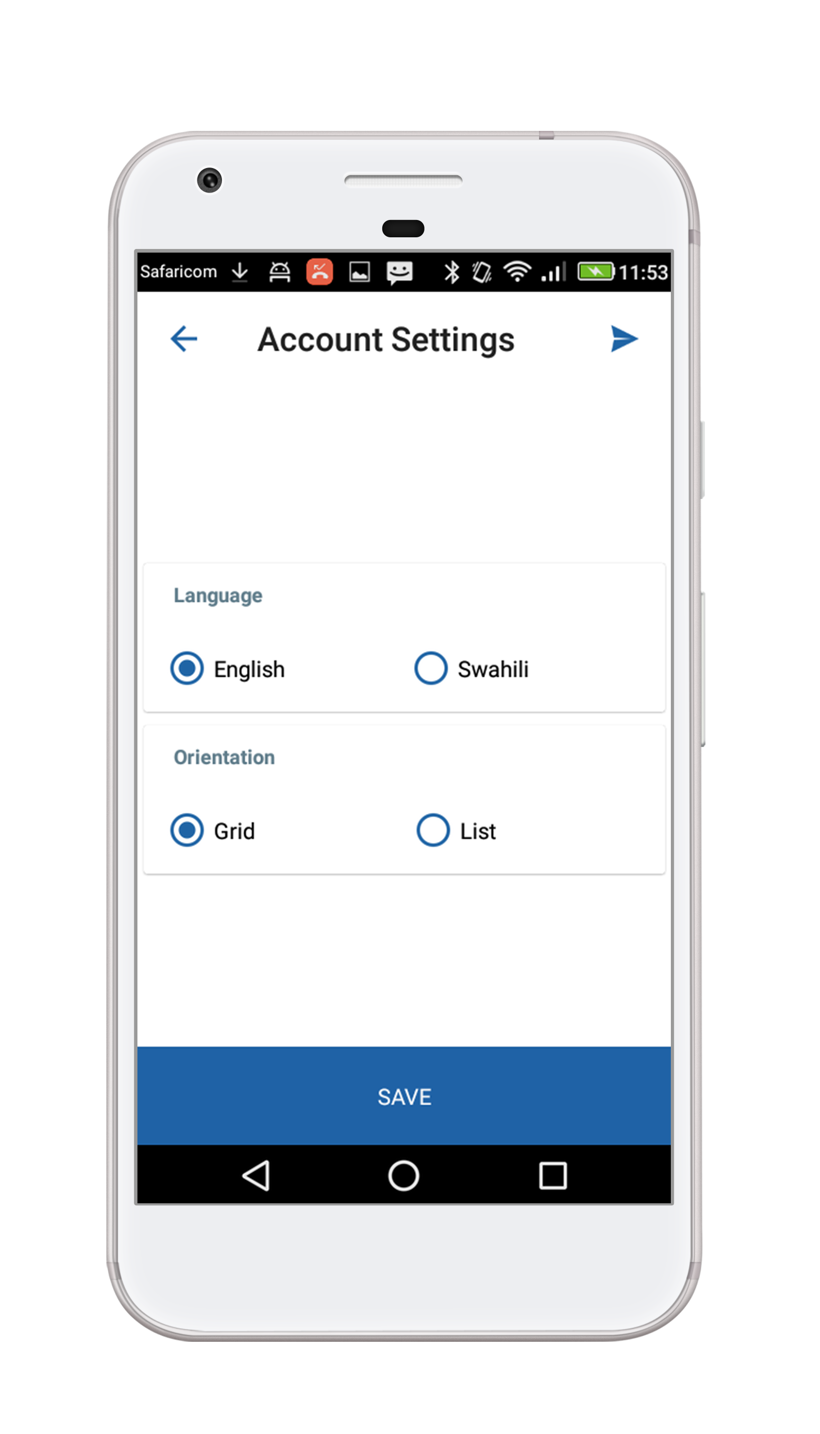 Select Language and View Settings