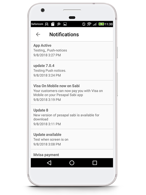 New Notifications Tab on Pesapal Sabi